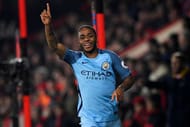 BOURNEMOUTH, ENGLAND - FEBRUARY 13: Raheem Sterling of Manchester City celebrates after scoring the opening goal during the Premier League match between AFC Bournemouth and Manchester City at Vitality Stadium on February 13, 2017 in Bournemouth, England. (Photo by Stu Forster/Getty Images)