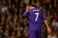 VALENCIA, SPAIN - FEBRUARY 22: Cristiano Ronaldo of Real Madrid reacts during the La Liga match between Valencia CF and Real Madrid at Mestalla Stadium on February 22, 2017 in Valencia, Spain. (Photo by Manuel Queimadelos Alonso/Getty Images)