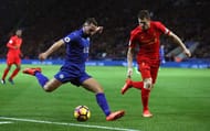 LEICESTER, ENGLAND - FEBRUARY 27: Daniel Drinkwater of Leicester City takes on James Milner of Liverpool during the Premier League match between Leicester City and Liverpool at The King Power Stadium on February 27, 2017 in Leicester, England. (Photo by Julian Finney/Getty Images)