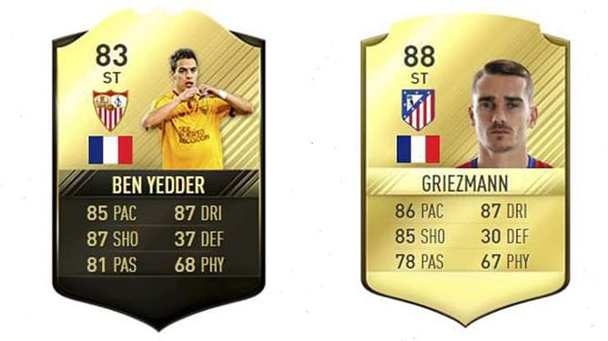 Ben Yedder's “In-Form” card registers higher stats than Antoine Griezmann on FIFA 17