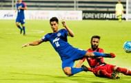 Euegeneson Lyngdoh tackled during the game