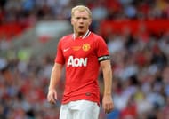 MANCHESTER, ENGLAND - AUGUST 05: Paul Scholes of Manchester United looks on during his Testimonial Match between Manchester United and New York Cosmos at Old Trafford on August 5, 2011 in Manchester, England. (Photo by Chris Brunskill/Getty Images)