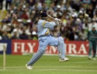 12 Jun 1999: Ajay Jadeja of India on his way to 76 against New Zealand in the World Cup Super Six match at Trent Bridge in Nottingham, England. New Zealand won by 5 wickets to go through to the semi-finals. \ Mandatory Credit: Ross Kinnaird /Allsport