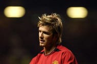 MANCHESTER - OCTOBER 7: David Beckham of Manchester United in action on October 7, 2002 during the FA Barclaycard Premiership match between Manchester United and Everton, played at Old Trafford in Manchester, England. Manchester United won the match 3-0. (Photo by Stu Forster/Getty Images)