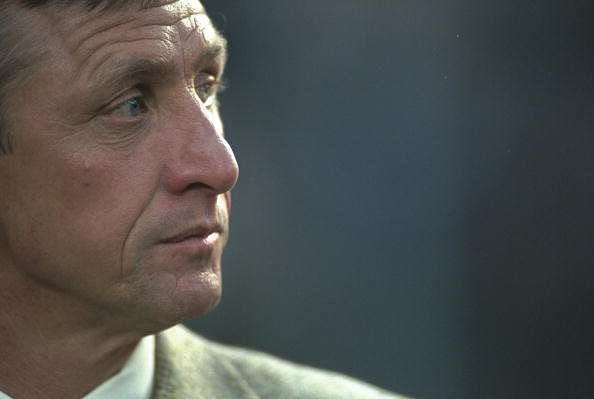 23 Apr 1997:  A portrait of ex Ajax player Johan Cruyff watching the Champions League Semi-Final second leg between Juventus and Ajax at the Stadio Della Alpi in Turin, Italy. Juventus won 4-1 on the night and 6-1 on aggregate. \ Mandatory Credit: Shaun Botterill /Allsport