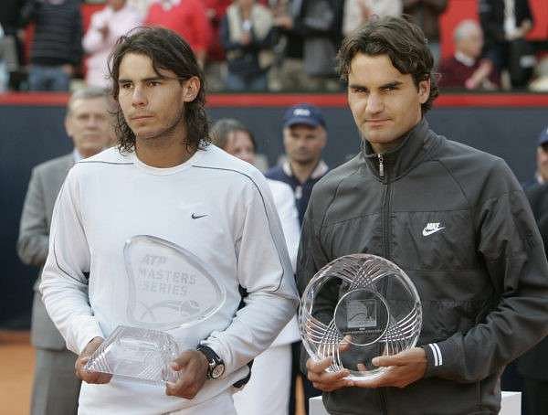 Nadal (left) won the last edition of the Hamburg Masters in 2008.