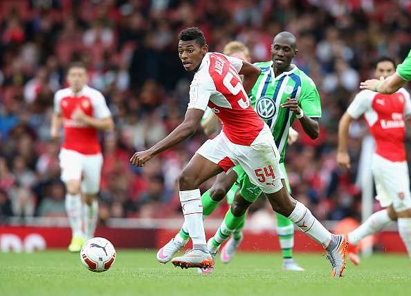 LONDON, ENGLAND - JULY 26:  Jeff Reine-Adelaide of Arsenal breaks with the ball during the Emirates Cup match between Arsenal and VfL Wolfsburg at the Emirates Stadium on July 26, 2015 in London, England.  (Photo by David Rogers/Getty Images)