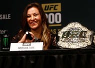 NEW YORK, NY - APRIL 27: Miesha Tate, UFC women's bantamweight champion appears during a media availability for UFC 200 at Madison Square Garden on April 27, 2016 in New York City. (Photo by Jeff Zelevansky/Getty Images)