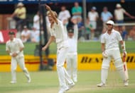 BRISBANE - NOVEMBER 23: Bruce Reid of Australia sucessfully appeals for LBW on Alec Stewart of England during the Ashes First Test match between Australia and England held on November 23, 1990 at the Brisbane Cricket Ground, in Woolloongabba, Brisbane, Australia. (Photo by Ben Radford/Getty Images)
