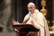 VATICAN CITY, VATICAN - NOVEMBER 19: Pope Francis holds his speech during the Ordinary Public Consistory at St. Peter's Basilica on November 19, 2016 in Vatican City, Vatican. Thirteen of the new Cardinals will be under 80 years and will be eligible to vote in a conclave. (Photo by Franco Origlia/Getty Images)