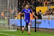 WOLVERHAMPTON, ENGLAND - FEBRUARY 18: Pedro of Chelsea celebrates scoring his sides first goal during The Emirates FA Cup Fifth Round match between Wolverhampton Wanderers and Chelsea at Molineux on February 18, 2017 in Wolverhampton, England. (Photo by Shaun Botterill/Getty Images)
