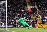 LONDON, ENGLAND - FEBRUARY 19: Harry Kane of Tottenham Hotspur (R) scores their second goal past goalkeeper Marcus Bettinelli of Fulham during The Emirates FA Cup Fifth Round match between Fulham and Tottenham Hotspur at Craven Cottage on February 19, 2017 in London, England. (Photo by Ian Walton/Getty Images)