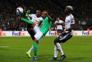 SAINT-ETIENNE, FRANCE - FEBRUARY 22: Kevin Monnet-Paquet of Saint-Etienne battles for the ball with Ashley Young and Paul Pogba of Manchester United during the UEFA Europa League Round of 32 second leg match between AS Saint-Etienne and Manchester United at Stade Geoffroy-Guichard on February 22, 2017 in Saint-Etienne, France. (Photo by Christopher Lee/Getty Images)