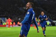 LEICESTER, ENGLAND - FEBRUARY 27: Jamie Vardy of Leicester City celebrates after scoring his second and his sides third goal during the Premier League match between Leicester City and Liverpool at The King Power Stadium on February 27, 2017 in Leicester, England. (Photo by Michael Regan/Getty Images)