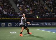 DUBAI, UNITED ARAB EMIRATES - MARCH 01: Roger Federer of Switzerland plays a forehand a shot during his second round match against Evgeny Donskoy of Russia on day four of the ATP Dubai Duty Free Tennis Championship on March 1, 2017 in Dubai, United Arab Emirates. (Photo by Tom Dulat/Getty Images)