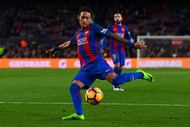 BARCELONA, SPAIN - MARCH 01: Neymar Jr. of FC Barcelona shoots towards goal during the La Liga match between FC Barcelona and Real Sporting de Gijon at Camp Nou stadium on March 1, 2017 in Barcelona, Spain. (Photo by David Ramos/Getty Images)