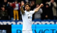 SWANSEA, WALES - MARCH 04: Fernando Llorente of Swansea City celebrates scoring his sides first goal during the Premier League match between Swansea City and Burnley at Liberty Stadium on March 4, 2017 in Swansea, Wales. (Photo by Stu Forster/Getty Images)
