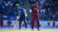 ST JOHN'S, ANTIGUA AND BARBUDA - MARCH 05: Ashley Nurse of the West Indies celebrates dismissing England captain Eoin Morgan during the 2nd One Day International match between the West Indies and England at Sir Vivian Richards Cricket Ground on March 5, 2017 in St John's, Antigua And Barbuda (Photo by Gareth Copley/Getty Images)