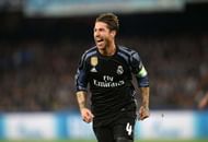 NAPLES, ITALY - MARCH 07: Sergio Ramos of Real Madrid celebrates after scoring goal 1-2 during the UEFA Champions League Round of 16 second leg match between SSC Napoli and Real Madrid CF at Stadio San Paolo on March 7, 2017 in Naples, Italy. (Photo by Francesco Pecoraro/Getty Images)