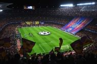 BARCELONA, SPAIN - MARCH 08: A general view as fans show their support as the teams line up prior to the UEFA Champions League Round of 16 second leg match between FC Barcelona and Paris Saint-Germain at Camp Nou on March 8, 2017 in Barcelona, Spain. (Photo by Michael Regan/Getty Images)