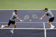 INDIAN WELLS, CA - MARCH 11: Bob Bryan and Mike Bryan play Nick Kyrgios of Australia and Nenad Zimonjic of Serbia during the BNP Paribas Open at the Indian Wells Tennis Garden on March 11, 2017 in Indian Wells, California. (Photo by Matthew Stockman/Getty Images)