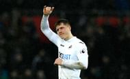 SWANSEA, WALES - MARCH 04: Alfie Mawson of Swansea City shows appreciation to the fans after the Premier League match between Swansea City and Burnley at Liberty Stadium on March 4, 2017 in Swansea, Wales. (Photo by Stu Forster/Getty Images)