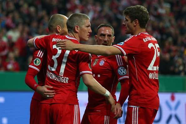 Muller, Ribery and Robben led the line with Schweinsteiger anchoring the midfield