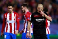 MADRID, SPAIN - MARCH 15: Javier Hernandez alias Chicharito of Bayer Leverkusen reacts during the UEFA Champions League Round of 16 second leg match between Club Atletico de Madrid and Bayer Leverkusen at Vicente Calderon Stadium on March 15, 2017 in Madrid, Spain. (Photo by Gonzalo Arroyo Moreno/Getty Images)