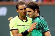 INDIAN WELLS, CA - MARCH 15: Rafael Nadal of Spain congratulates Roger Federer of Switzerland during the BNP Paribas Open at the Indian Wells Tennis Garden on March 15, 2017 in Indian Wells, California. (Photo by Matthew Stockman/Getty Images)