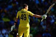 SYDNEY, AUSTRALIA - MARCH 26: Steve Smith of Australia celebrates after reaching his century during the 2015 Cricket World Cup Semi Final match between Australia and India at Sydney Cricket Ground on March 26, 2015 in Sydney, Australia. (Photo by Mark Kolbe/Getty Images)