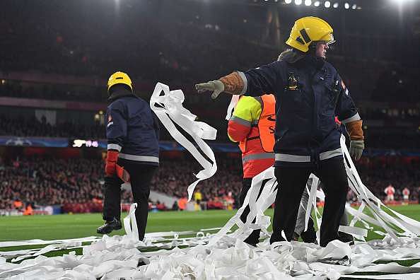 Twitter reacts to dramatic start to Arsenal vs Bayern Munich - Anti-Arsene Wenger protest, Bayern fans protest and toilet papers thrown on the pitch