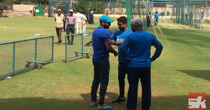 Mohammed Shami being welcomed to the net session