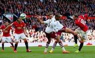 MANCHESTER, ENGLAND - APRIL 04: Wayne Rooney of Manchester United scores his team's second goal during the Barclays Premier League match between Manchester United and Aston Villa at Old Trafford on April 4, 2015 in Manchester, England. (Photo by Alex Livesey/Getty Images)