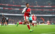 LONDON, ENGLAND - FEBRUARY 11: Alexis Sanchez of Arsenal celebrates scoring his side's second goal from the penalty spot during the Premier League match between Arsenal and Hull City at Emirates Stadium on February 11, 2017 in London, England. (Photo by Clive Rose/Getty Images)