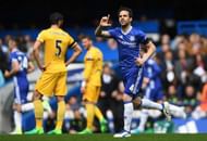 LONDON, ENGLAND - APRIL 01: Cesc Fabregas of Chelsea celebrates scoring his sides first goal during the Premier League match between Chelsea and Crystal Palace at Stamford Bridge on April 1, 2017 in London, England. (Photo by Mike Hewitt/Getty Images)