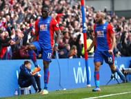 LONDON, ENGLAND - APRIL 15: Christian Benteke of Crystal Palace celebrates scoring his sides second goal during the Premier League match between Crystal Palace and Leicester City at Selhurst Park on April 15, 2017 in London, England. (Photo by Ian Walton/Getty Images)