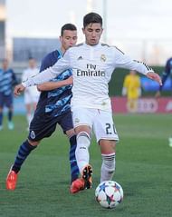 MADRID, SPAIN - FEBRUARY 17: Cristian Cedres of Real Madrid in action during the UEFA Youth League Round of 16 match between Real Madrid and FC Porto at Estadio Alfredo Di Stefano on February 17, 2015 in Madrid, Spain. (Photo by Denis Doyle/Getty Images)