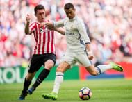 BILBAO, SPAIN - MARCH 18: Cristiano Ronaldo of Real Madrid competes for the ball with Aymeric Laporte of Athletic Club during the La Liga match between Athletic Club Bilbao and Real Madrid at San Mames Stadium on on March 18, 2017 in Bilbao, Spain. (Photo by Juan Manuel Serrano Arce/Getty Images)