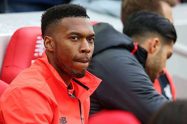 LIVERPOOL, ENGLAND - JANUARY 28: Daniel Sturridge of Liverpool looks on from the bench during the Emirates FA Cup Fourth Round match between Liverpool and Wolverhampton Wanderers at Anfield on January 28, 2017 in Liverpool, England.  (Photo by Alex Livesey/Getty Images)