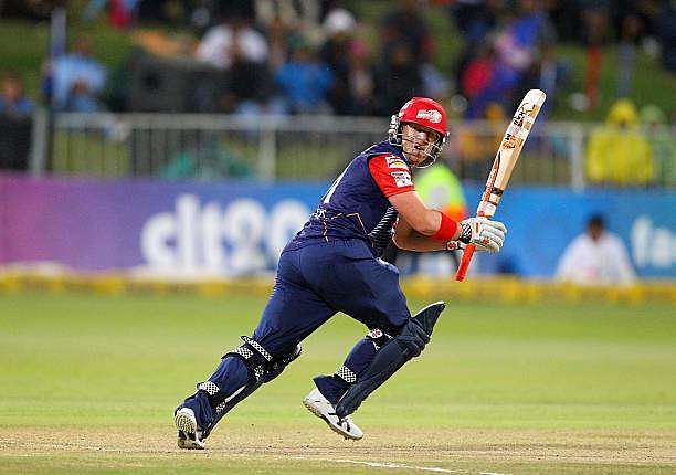 DURBAN, SOUTH AFRICA - OCTOBER 25: David Warner  during the Karbonn Smart CLT20 Semi Final match between bizhub Highveld Lions and Delhi Daredevils at Sahara Stadium Kingsmead on October 25, 2012 in Durban, South Africa.(Photo by Anesh Debiky/Gallo Images/Getty Images)