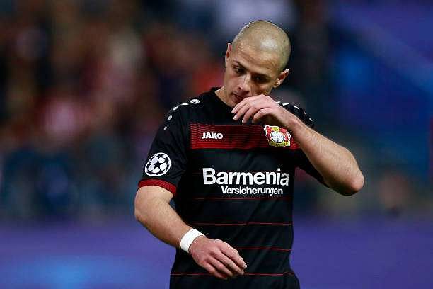 MADRID, SPAIN - MARCH 15:  Javier Hernandez alias Chicharito of Bayer Leverkusen reacts during the UEFA Champions League Round of 16 second leg match between Club Atletico de Madrid and Bayer Leverkusen at Vicente Calderon Stadium on March 15, 2017 in Madrid, Spain.  (Photo by Gonzalo Arroyo Moreno/Getty Images)