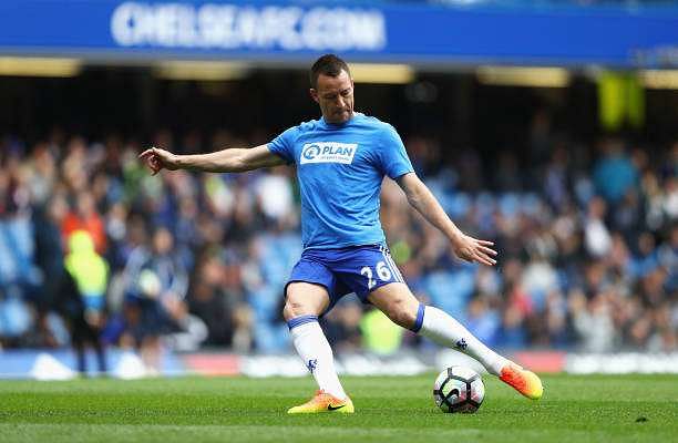 LONDON, ENGLAND - APRIL 01: John Terry of Chelsea warms up prior to the Premier League match between Chelsea and Crystal Palace at Stamford Bridge on April 1, 2017 in London, England. (Photo by Ian Walton/Getty Images)