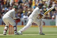 ADELAIDE, AUSTRALIA - JANUARY 26: VVS Laxman (R) of India bats as Brad Haddin (L) of Australia keeps wicket during day three of the Fourth Test Match between Australia and India at Adelaide Oval on January 26, 2012 in Adelaide, Australia. (Photo by Morne de Klerk/Getty Images)