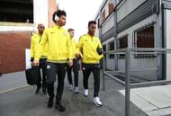 LONDON, ENGLAND - JANUARY 28: Leroy Sane and Raheem Sterling of Manchester City arrive at the stadium prior to the Emirates FA Cup Fourth Round match between Crystal Palace and Manchester City at Selhurst Park on January 28, 2017 in London, England. (Photo by Steve Bardens/Getty Images)