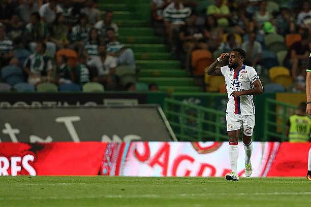 LISBON, PORTUGAL - JULY 23:  Lyon&#039;s forward Alexandre Lacazette celebrates scoring Lyons goal during the Friendly match between Sporting CP and Lyon at Estadio Jose Alvalade on July 23, 2016 in Lisbon, Portugal.  (Photo by Carlos Rodrigues/Getty Images)