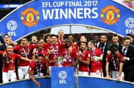 LONDON, ENGLAND - FEBRUARY 26: Manchester United celebrate victory with the trophy after during the EFL Cup Final between Manchester United and Southampton at Wembley Stadium on February 26, 2017 in London, England. Manchester United beat Southampton 3-2. (Photo by Alex Livesey/Getty Images)