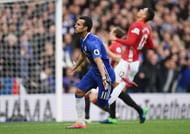 LONDON, ENGLAND - OCTOBER 23: Pedro of Chelsea celebrates scoring his sides first goal during the Premier League match between Chelsea and Manchester United at Stamford Bridge on October 23, 2016 in London, England. (Photo by Shaun Botterill/Getty Images)