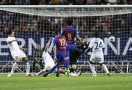 SOLNA, SWEDEN - AUGUST 03: Rafael Mujica of FC Barcelona scores to make it 2-4 during the Pre-Season Friendly between Leicester City FC and FC Barcelona at Friends arena on August 3, 2016 in Solna, Sweden. (Photo by Nils Petter Nilsson/Ombrello/Getty Images)