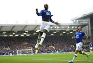 LIVERPOOL, ENGLAND - APRIL 09: Romelu Lukaku of Everton celebrates scoring his team's fourth goal during the Premier League match between Everton and Leicester City at Goodison Park on April 9, 2017 in Liverpool, England. (Photo by Michael Steele/Getty Images)