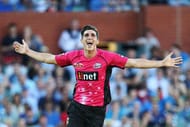 ADELAIDE, AUSTRALIA - DECEMBER 31: Sean Abbott of the Sydney Sixers celebrates after getting the wicket of Travis Head of the Adelaide Strikers during the Big Bash League match between the Adelaide Strikers and Sydney Sixers at Adelaide Oval on December 31, 2016 in Adelaide, Australia. (Photo by Morne de Klerk/Getty Images)